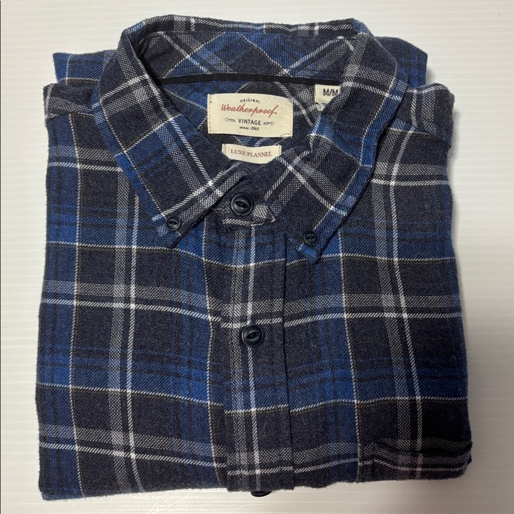 Original Weatherproof Vintage Men's Button Front Luxxe Flannel Shirt Size Medium